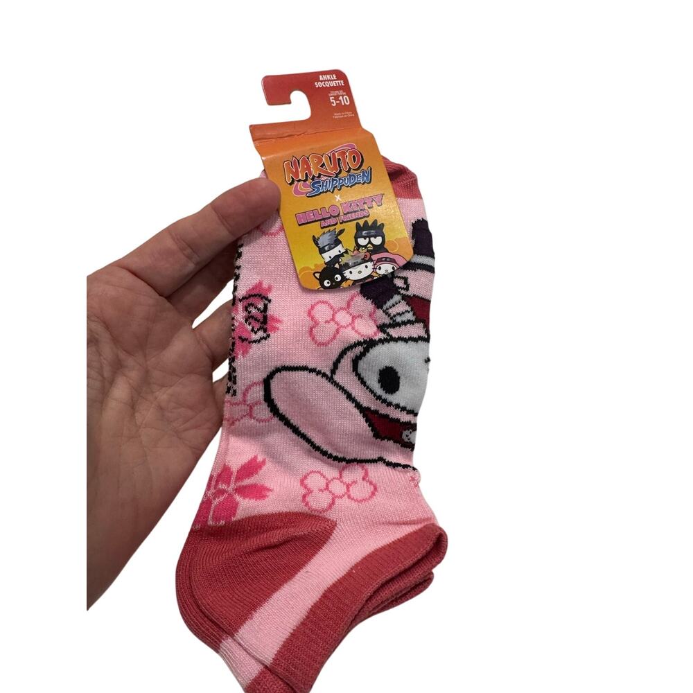 NARUTO HELLO KITTY Single pair of Men's Crew Socks NWT Fits Shoe Size 8 - 12